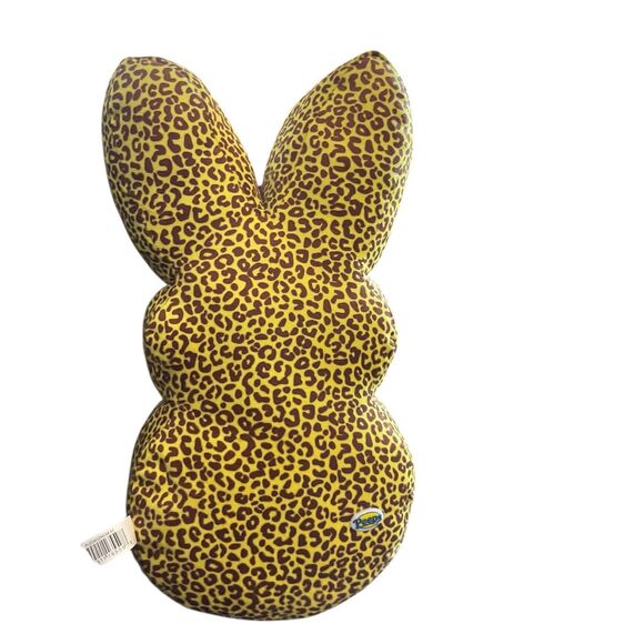 Peeps Brown Yellow Pink Leopard Print EMO Rock Bunny Plush Stuffed Animal 15" - Picture 2 of 6
